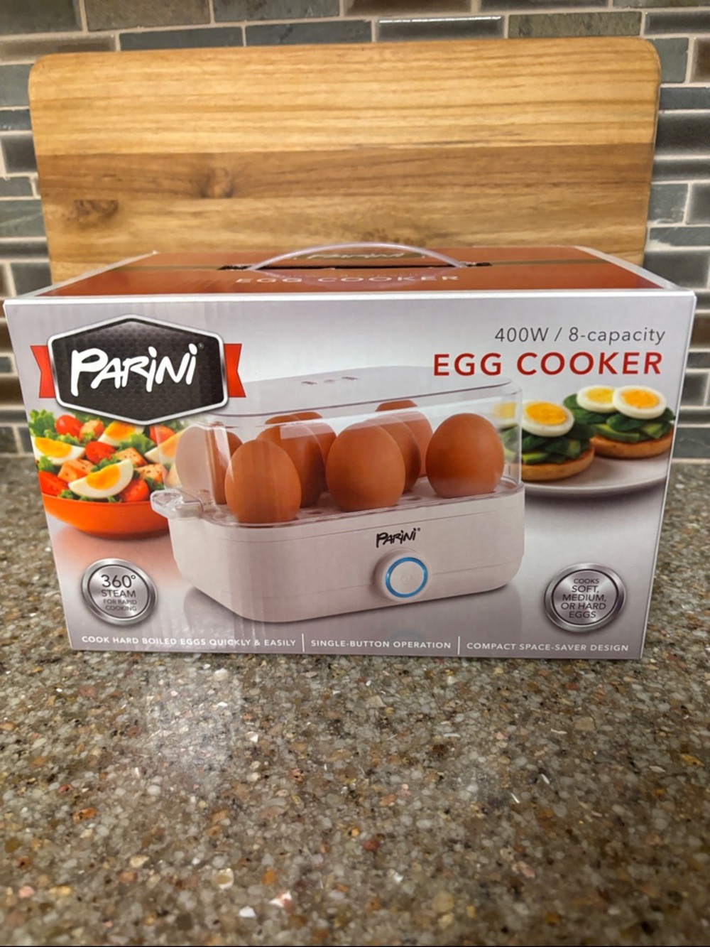 Parini White 8-Capacity Egg Cooker - Single-Button Steam